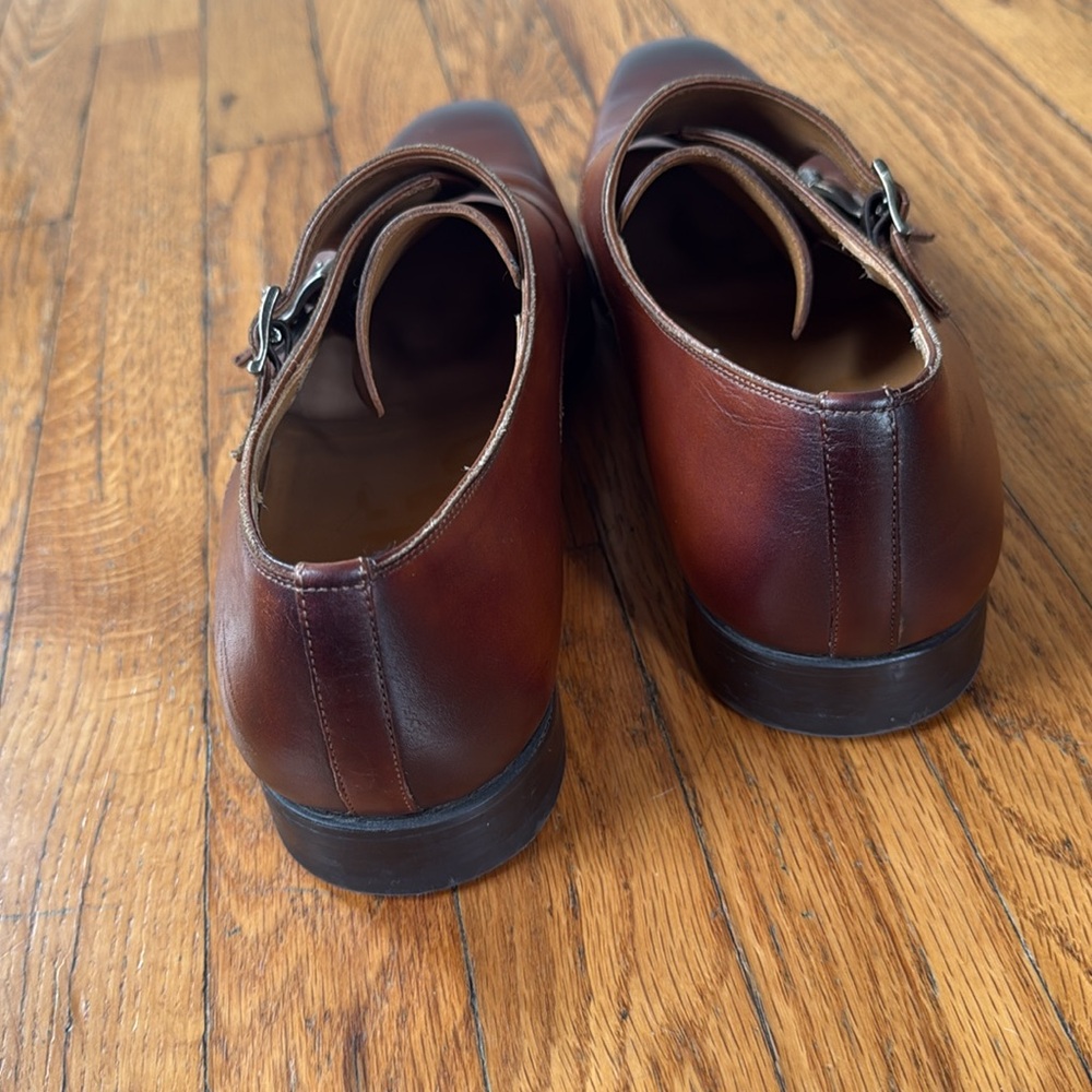Mangnanni Double Monk Men's Brown Leather Dress Shoes 11.5 - Picture 6 of 11
